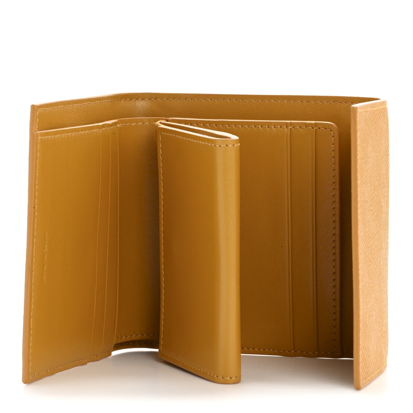 Grained Calfskin Small Tri-Fold Wallet Amber
