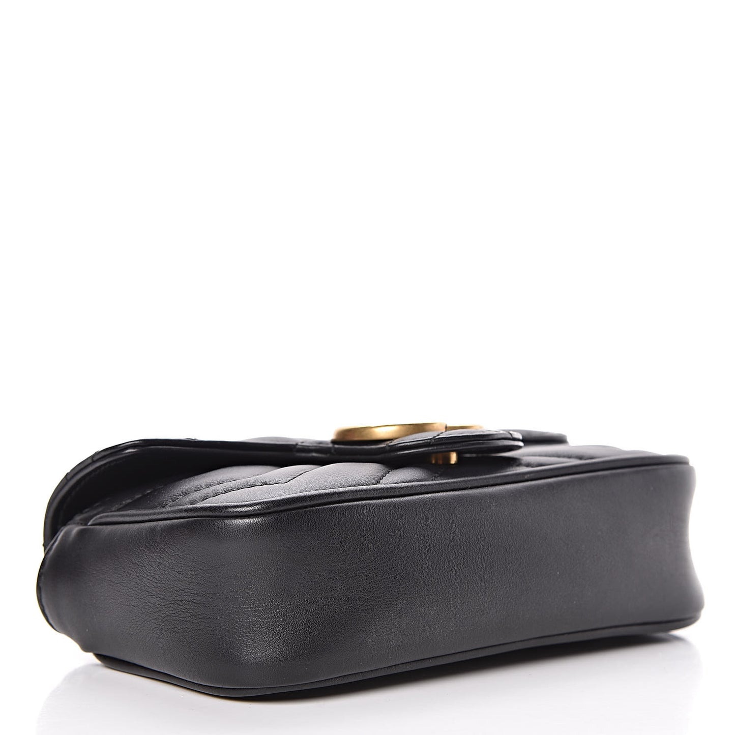 Calfskin Matelasse Super Mini GG Marmont Shoulder Bag Black