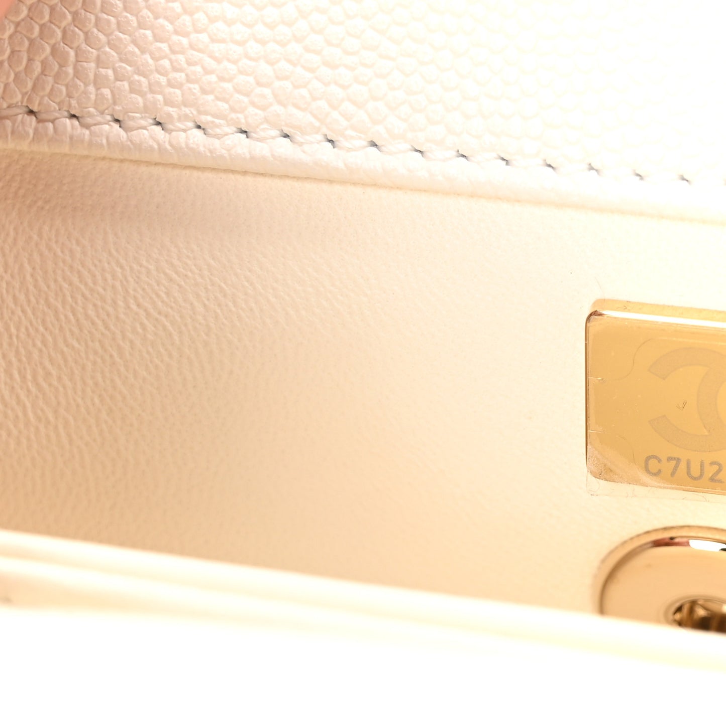 Caviar Quilted Mini Coco Handle Flap White