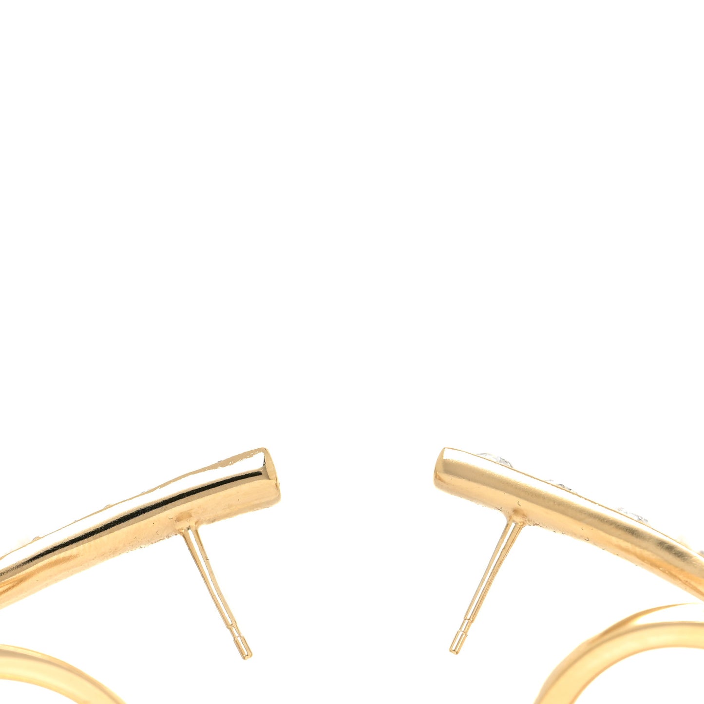 Crystal CC Hoop Drop Earrings Gold Pearly White