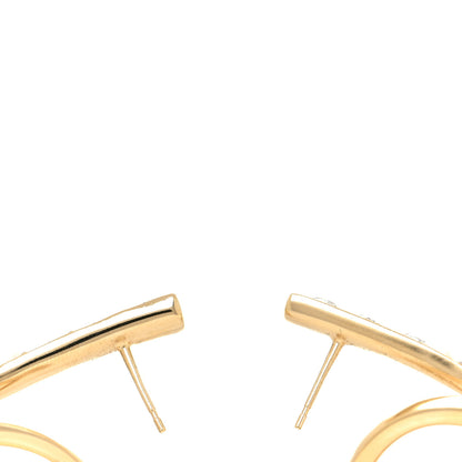 Chanel Crystal CC Hoop Drop Earrings Gold Pearly White 3 of 5