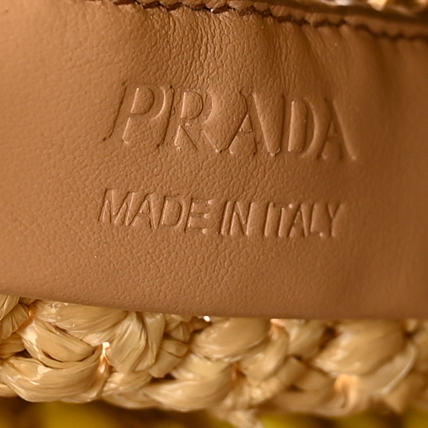 Prada Raffia Wood Bead Embroidered Logo Tote Bag Naturale 6 of 11