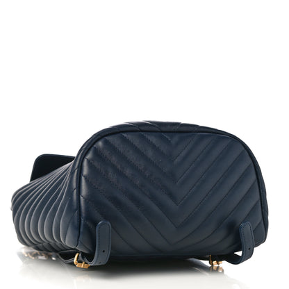 Chanel Calfskin Chevron Quilted Small Urban Spirit Backpack Navy 4 of 12