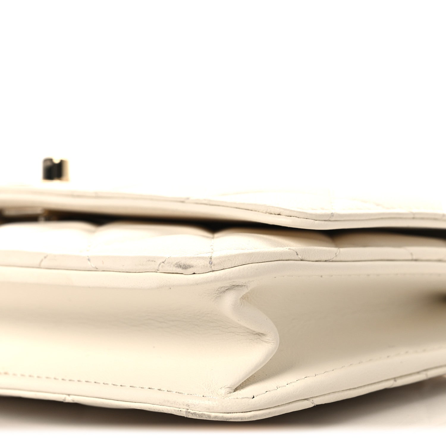 Chanel Lambskin Enamel Quilted Pearl Crush Wallet On Chain WOC White 11 of 12