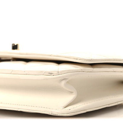 Chanel Lambskin Enamel Quilted Pearl Crush Wallet On Chain WOC White 11 of 12