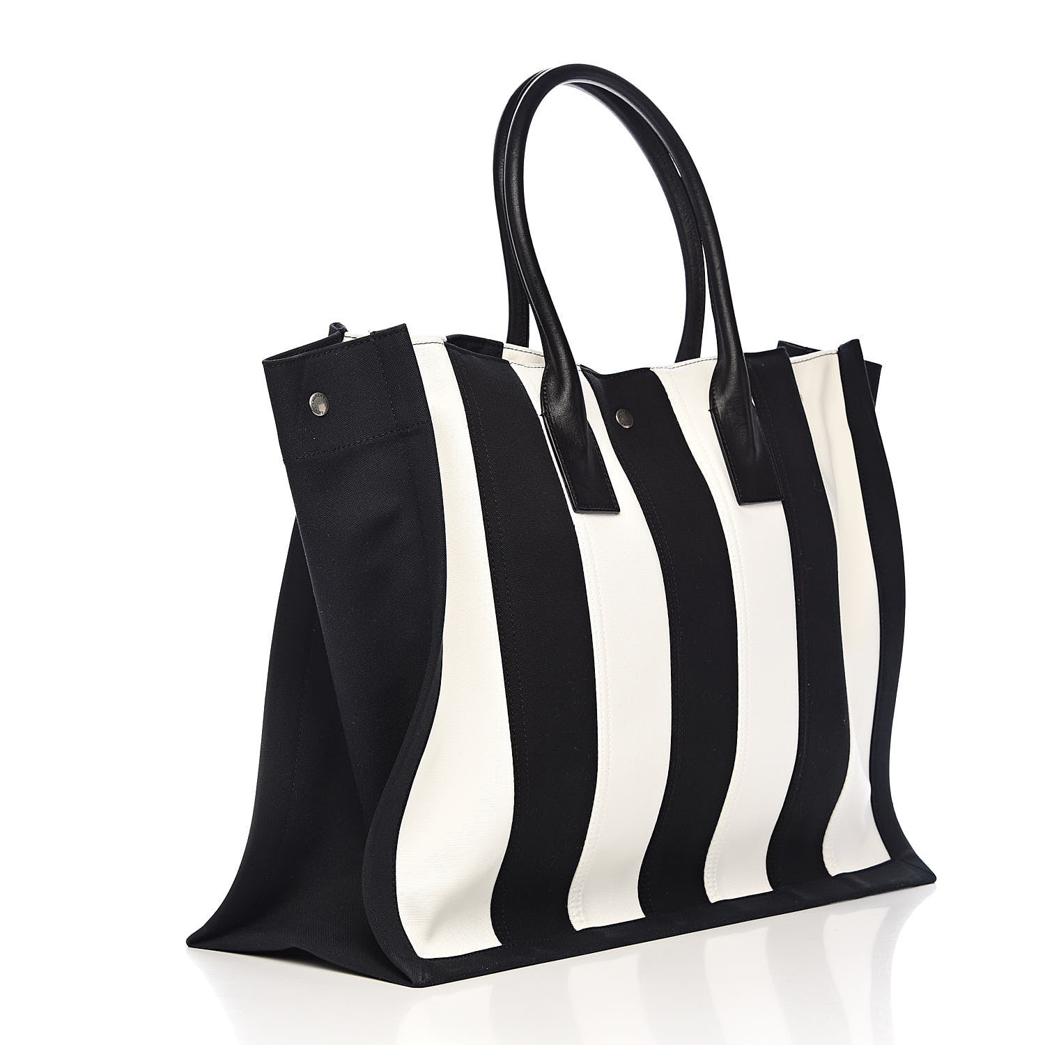 Saint Laurent Canvas Noe Striped Tote Black White 3 of 10