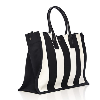 Saint Laurent Canvas Noe Striped Tote Black White 3 of 10