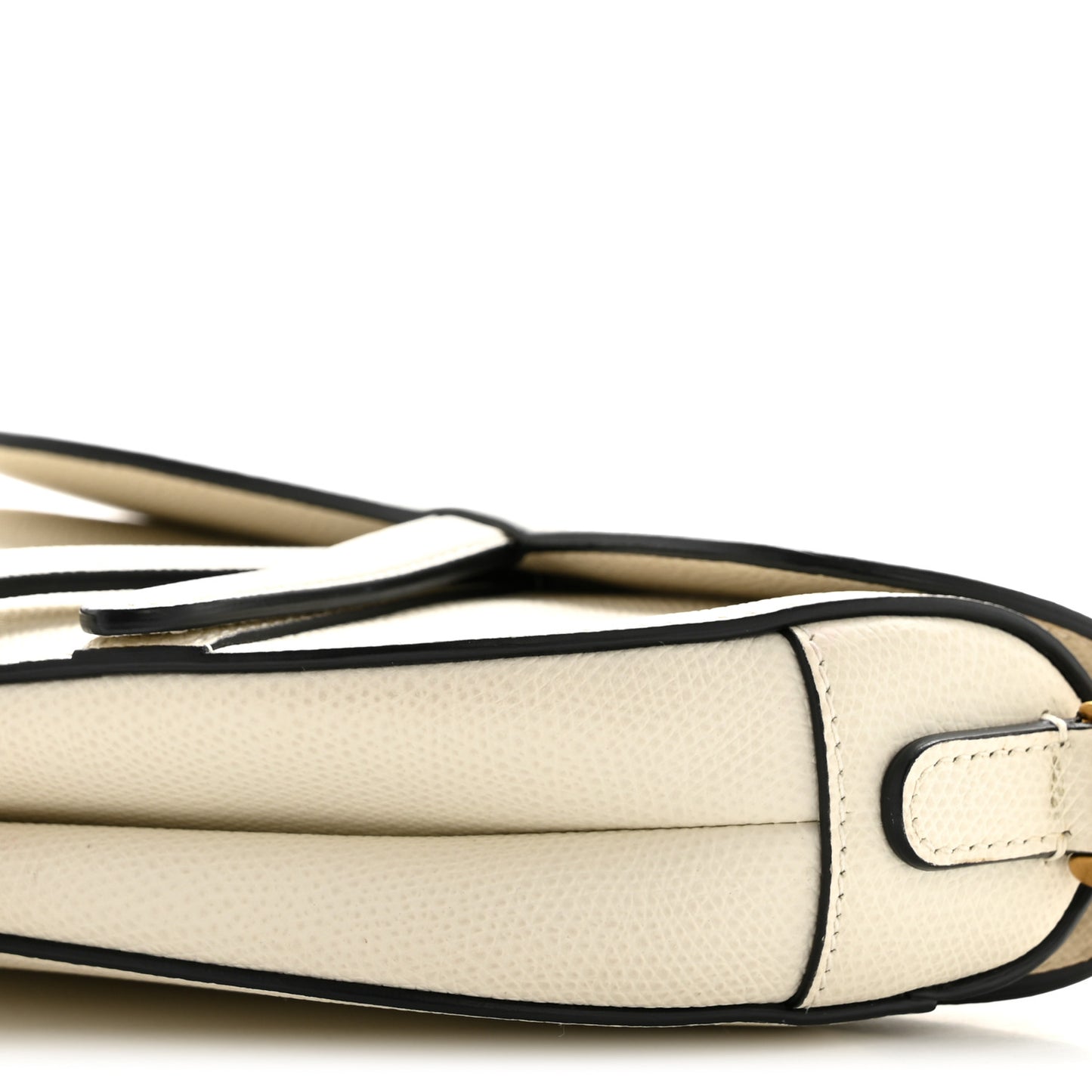 Grained Calfskin Mini Saddle Bag White