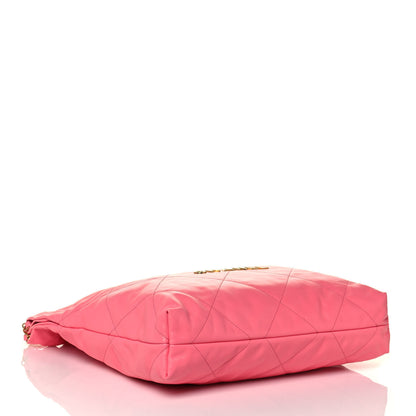 Chanel Shiny Calfskin Quilted Chanel 22 Drawstring Bag Coral Pink 5 of 13