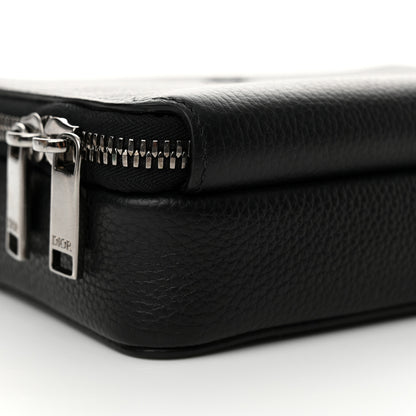 Christian Dior Grained Calfskin CD Icon Zipped Pouch With Strap Black 10 of 12
