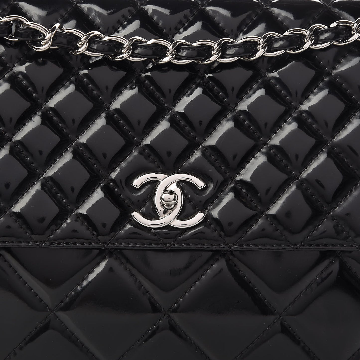 Vinyl Quilted In the Business Flap Bag Black