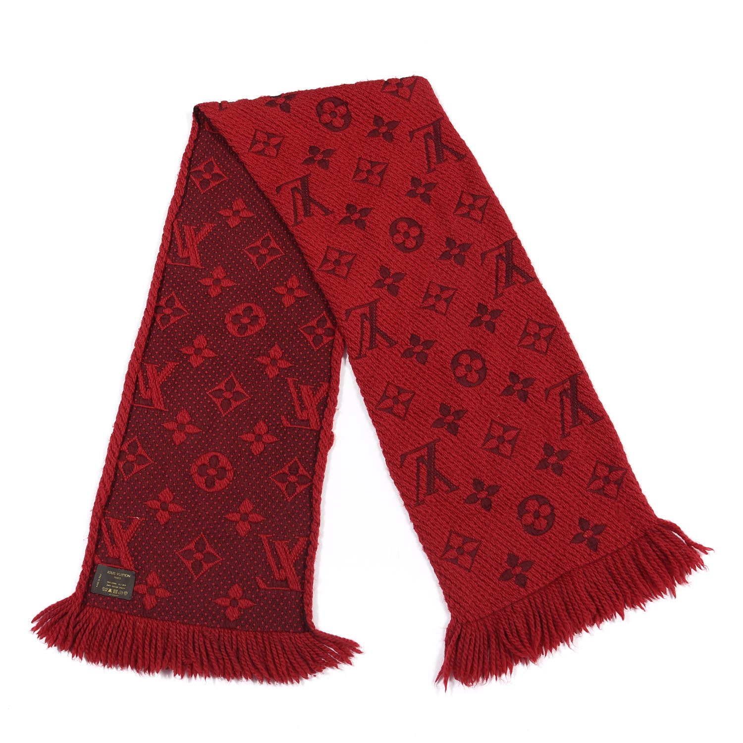 Louis Vuitton Wool Silk Logomania Scarf Rubis 2 of 3