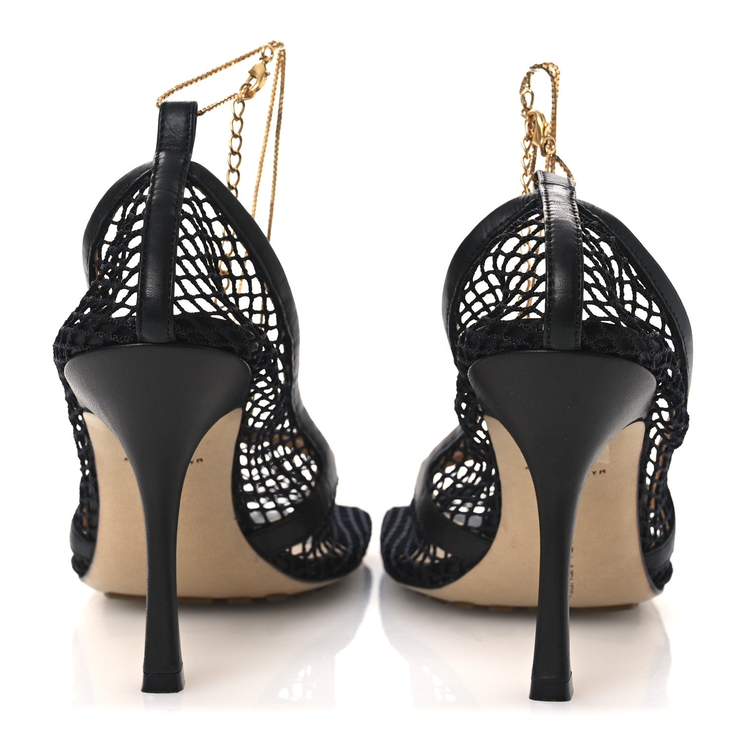 Bottega Veneta Mesh Calfskin Chain Stretch Pumps 40 Black 6 of 11