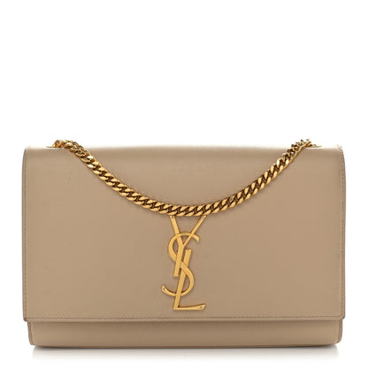 Saint Laurent Grain De Poudre Medium Monogram Kate Satchel Dark Beige 1 of 14
