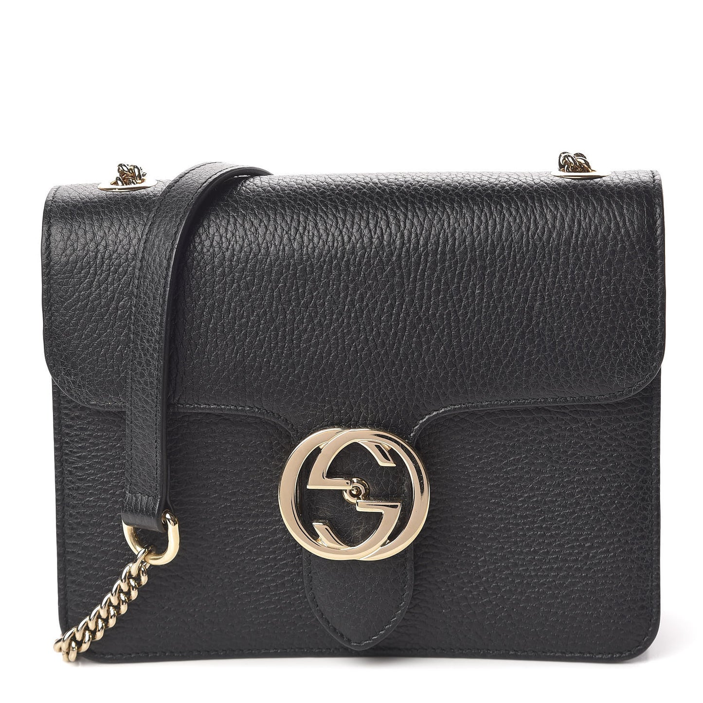 Dollar Calfskin Small Interlocking G Shoulder Bag Black