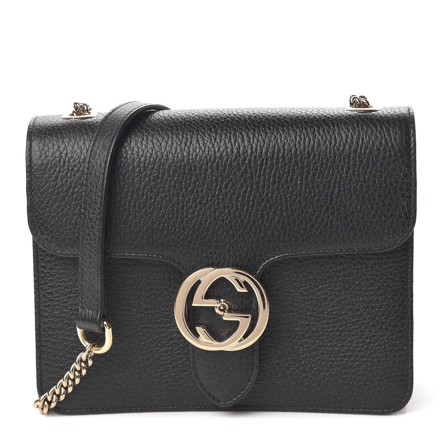 Gucci Dollar Calfskin Small Interlocking G Shoulder Bag Black 1 of 12