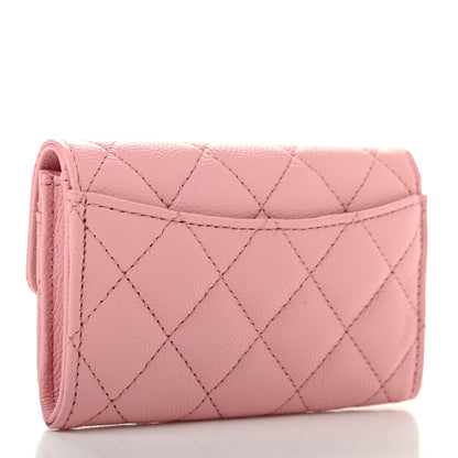Chanel Caviar Quilted Flap Card Holder Wallet Light Pink 3 of 10