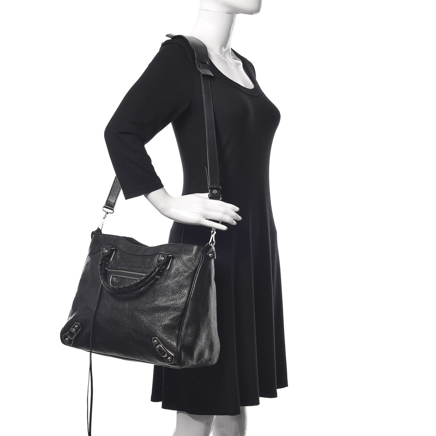Chevre Silver Metallic Edge Hardware Velo Black