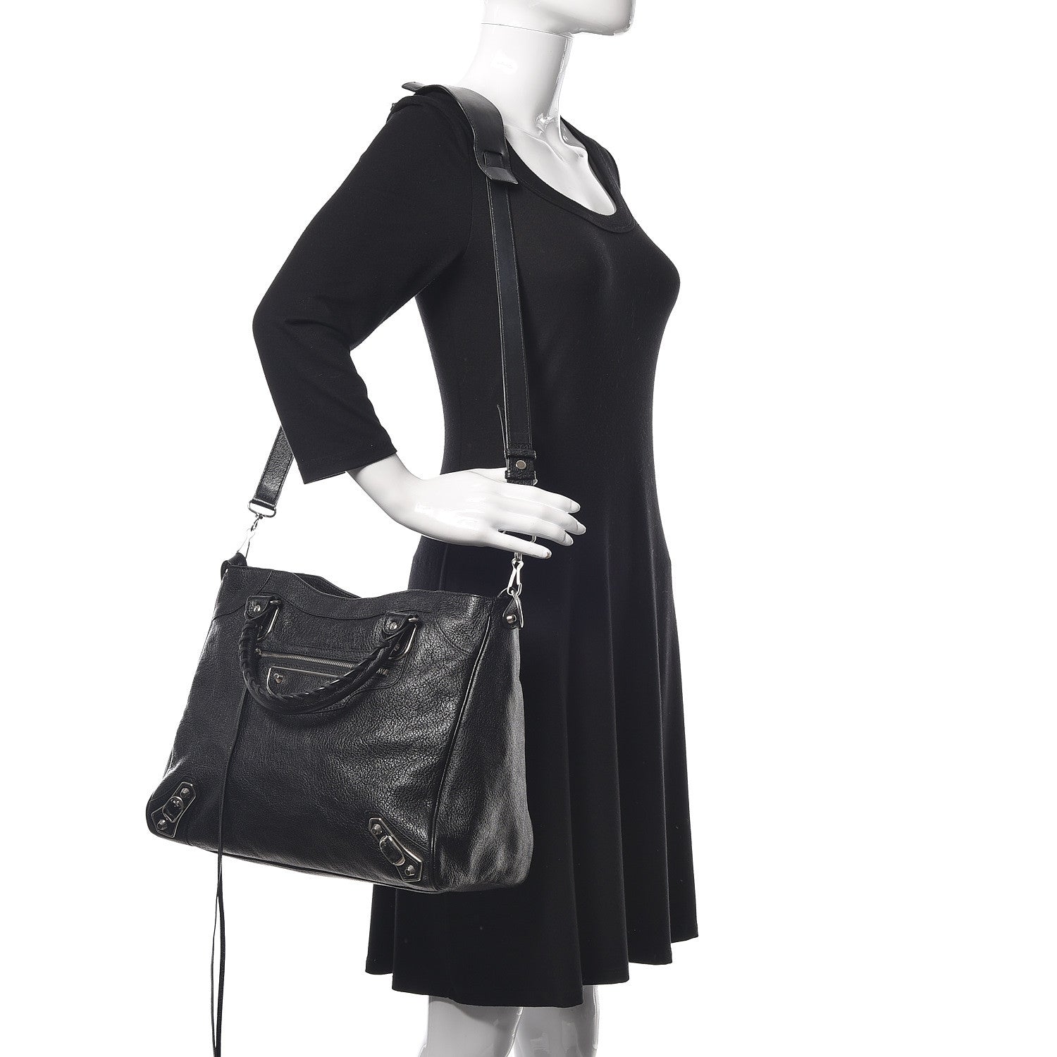 Balenciaga Chevre Silver Metallic Edge Hardware Velo Black 3 of 10