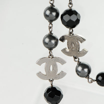 Chanel Ruthenium Pearl Beaded CC Long Necklace Black 3 of 4