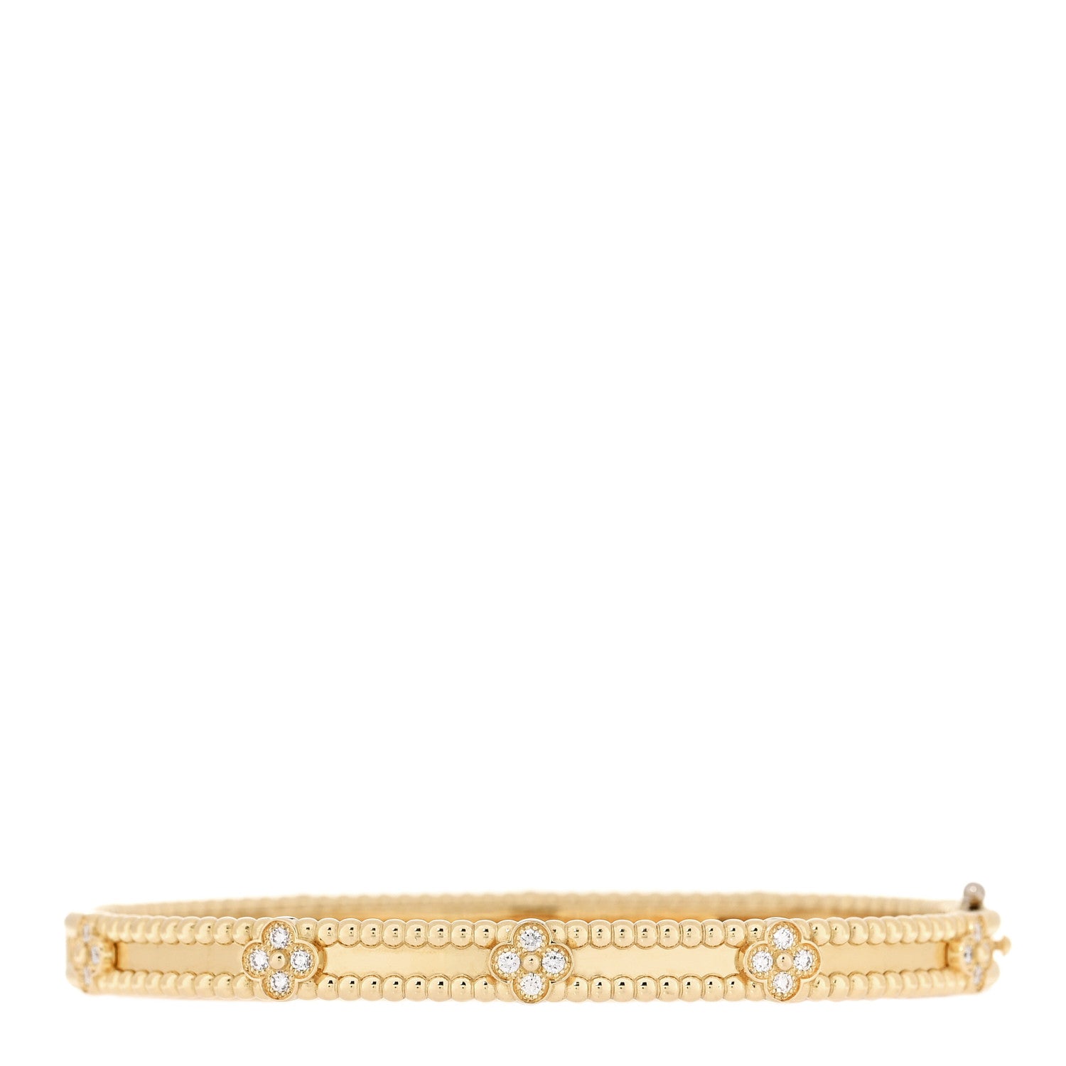 Van Cleef & Arpels 18K Yellow Gold Diamond Perlee Sweet Clovers Bracelet XL 3 of 5