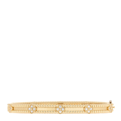Van Cleef & Arpels 18K Yellow Gold Diamond Perlee Sweet Clovers Bracelet XL 3 of 5