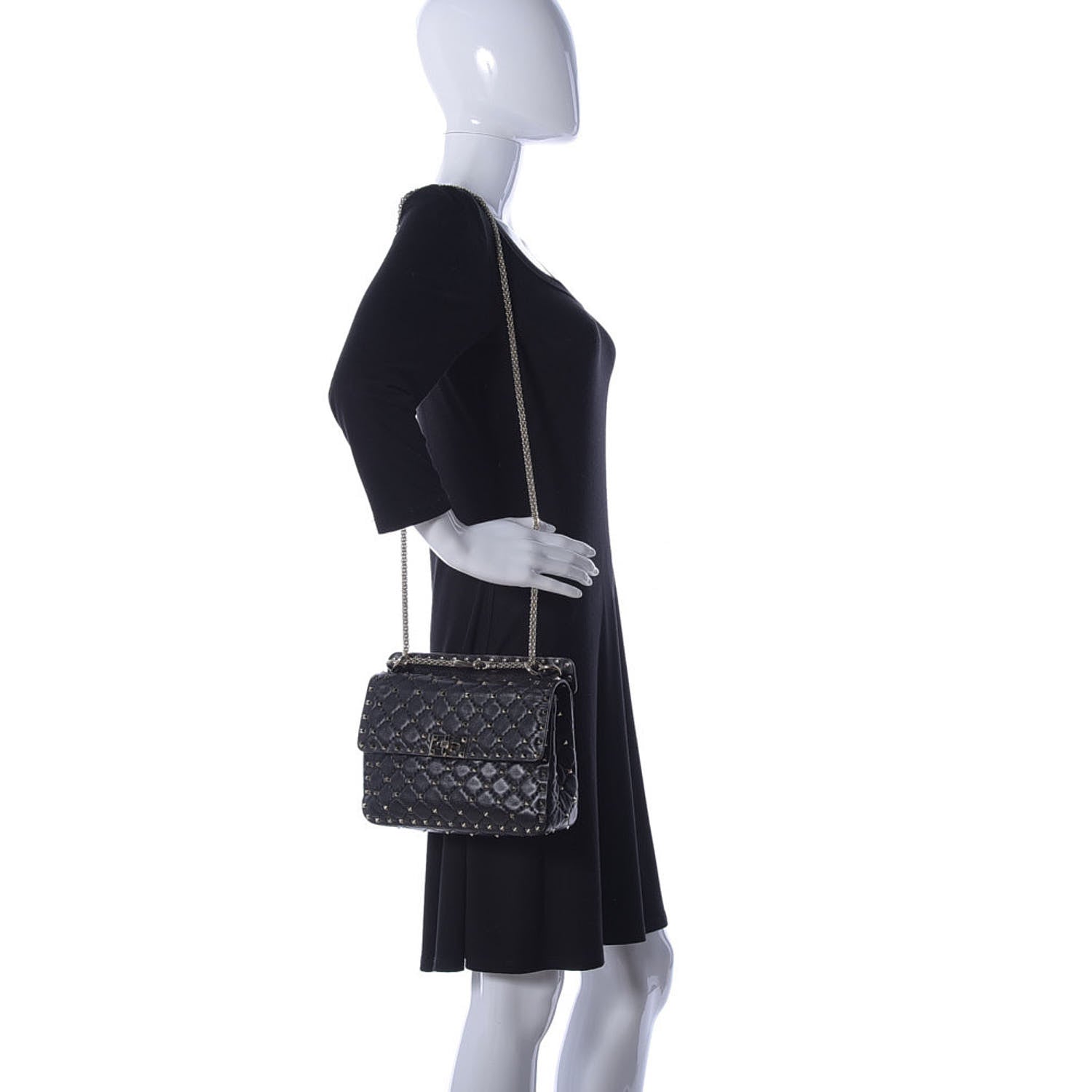 Valentino Garavani Lambskin Medium Rockstud Spike Shoulder Bag Black 4 of 11