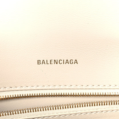 Balenciaga Shiny Calfskin Crocodile Embossed Small Hourglass Top Handle Bag Cream 6 of 10