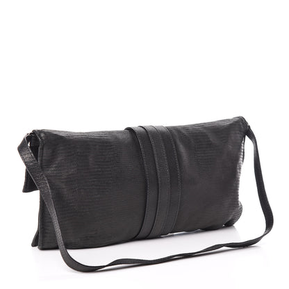 Givenchy Lambskin Lizard Embossed Obsedia Clutch Bag Black 3 of 9