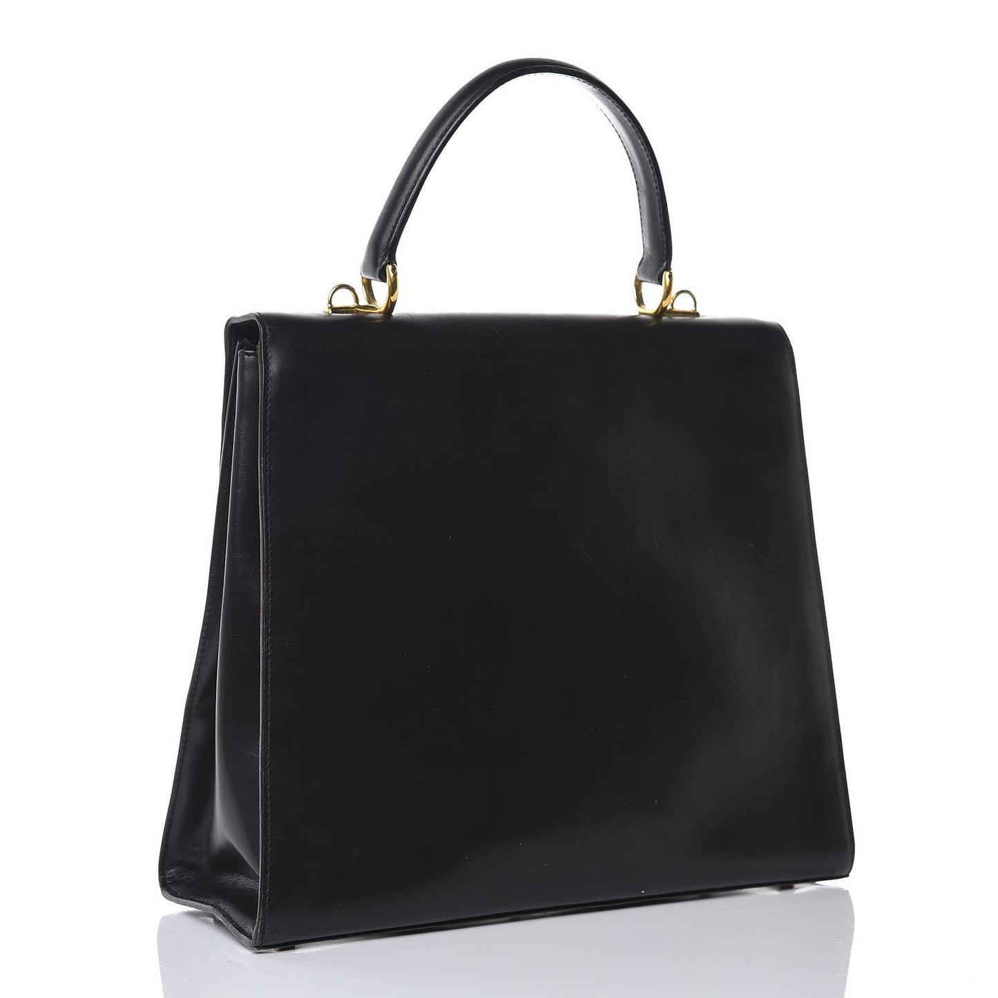 Regent Calfskin Lady Lock Top Handle Frame Bag Black