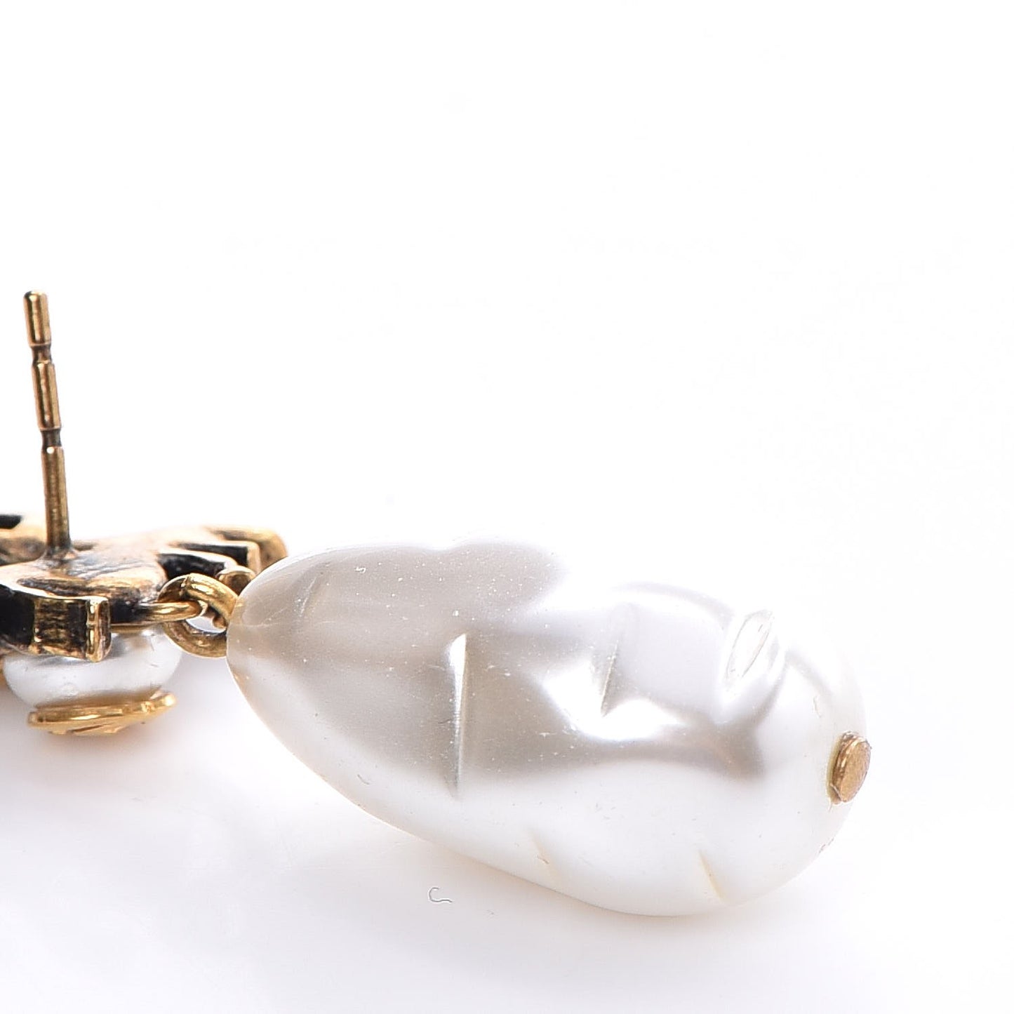 Crystal Pearl Drop Bee Earrings Gold