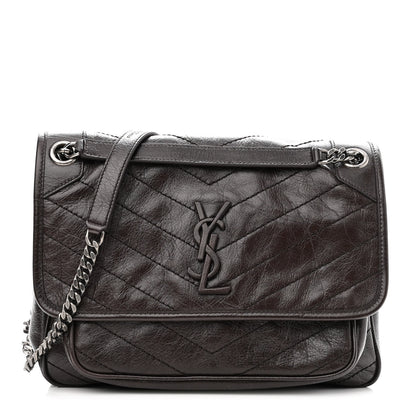 Saint Laurent Crinkled Calfskin Matelasse Monogram Medium Niki Chain Satchel Tulip 1 of 10