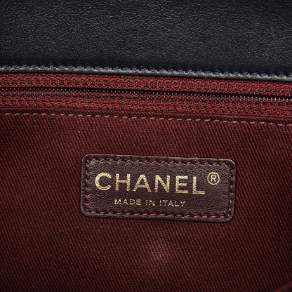 Chanel Calfskin Quilted Tote Dark Navy Red 6 of 18