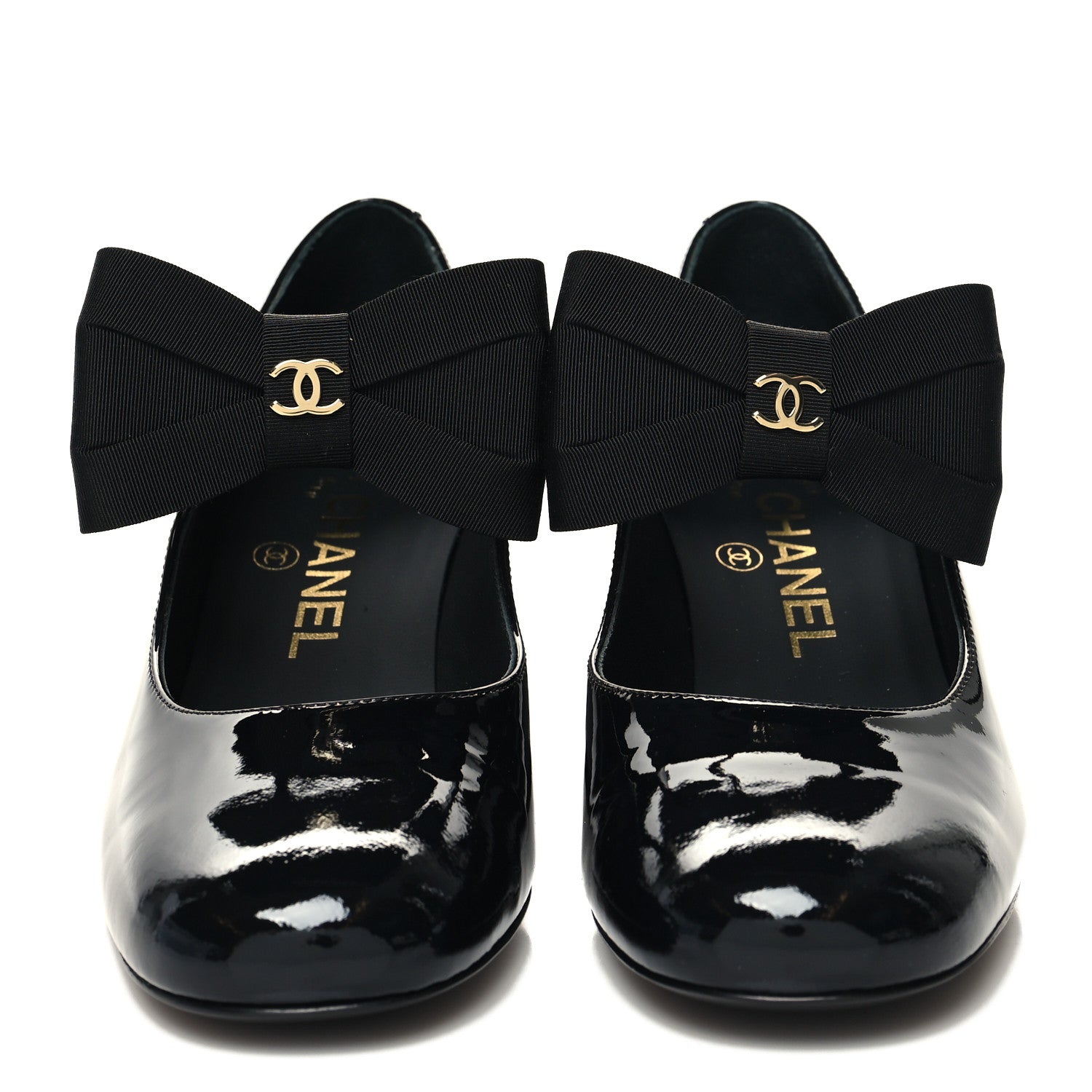 Chanel Patent Calfskin Grosgrain CC Mary Jane Pumps 36 Black 2 of 8