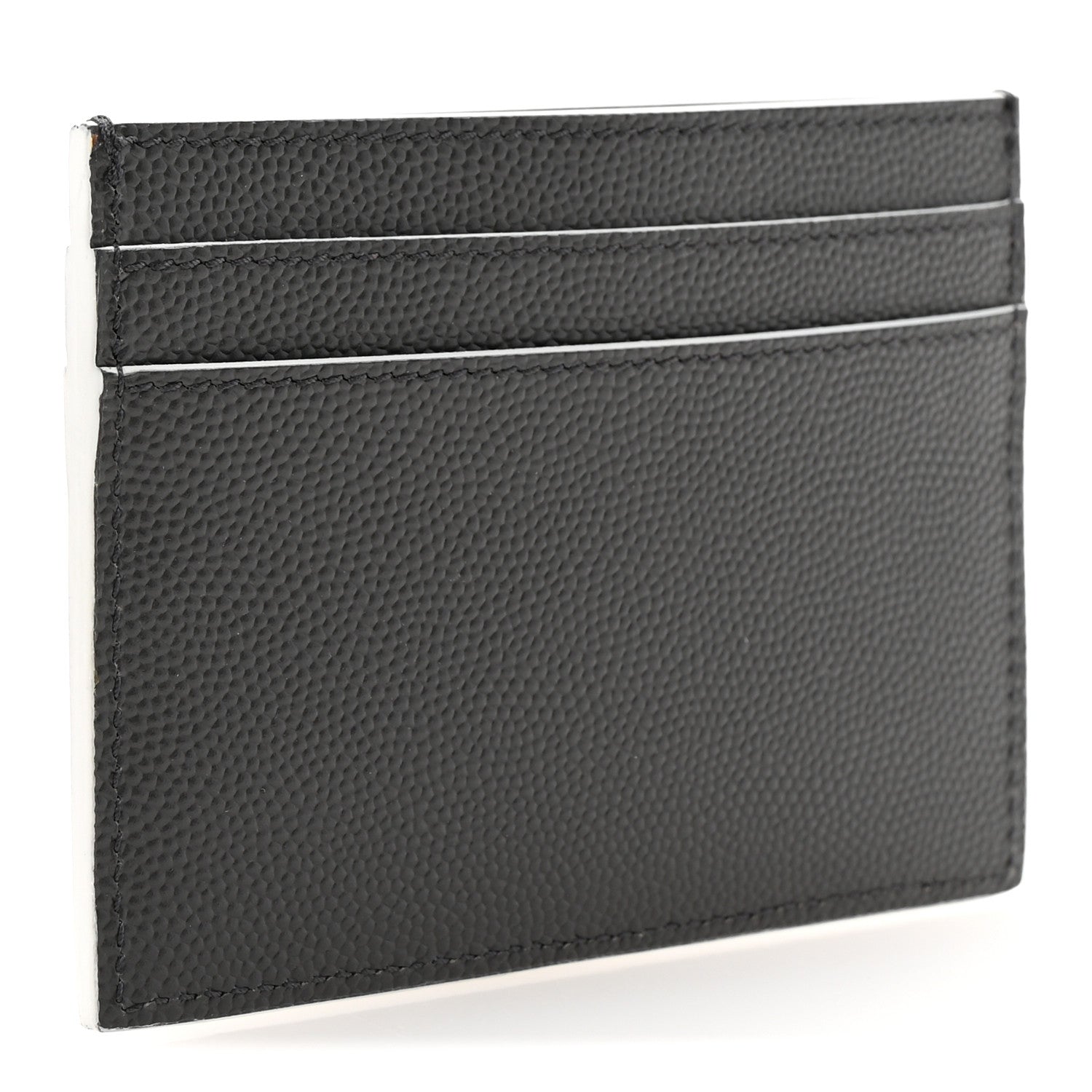 Saint Laurent Grain De Poudre Monogram Monochrome Credit Card Case Grey 3 of 8