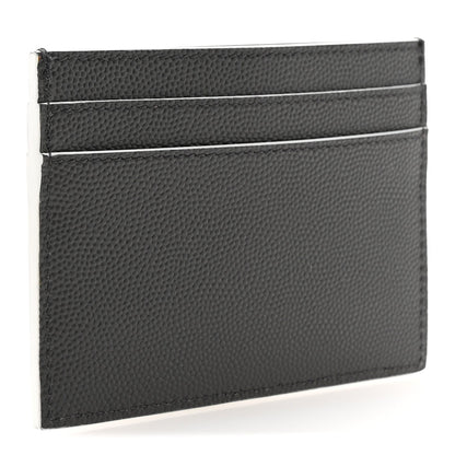 Saint Laurent Grain De Poudre Monogram Monochrome Credit Card Case Grey 3 of 8