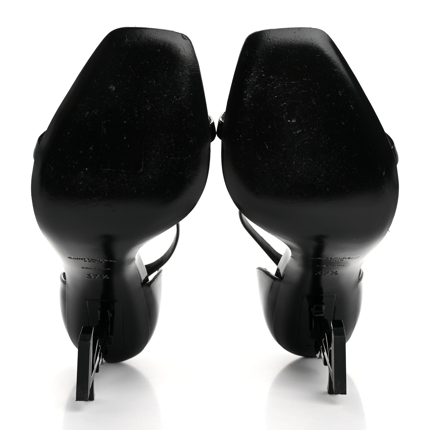 Saint Laurent Patent Calfskin Opyum 110 Sandals 37.5 Black 6 of 10
