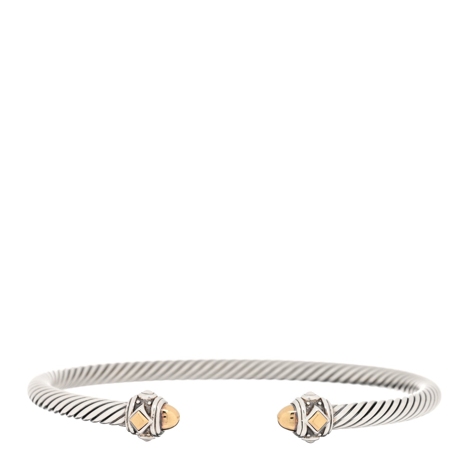 David Yurman Sterling Silver 18K Yellow Gold 4mm Cable Renaissance Bracelet 1 of 3
