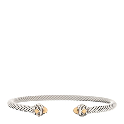David Yurman Sterling Silver 18K Yellow Gold 4mm Cable Renaissance Bracelet 1 of 3