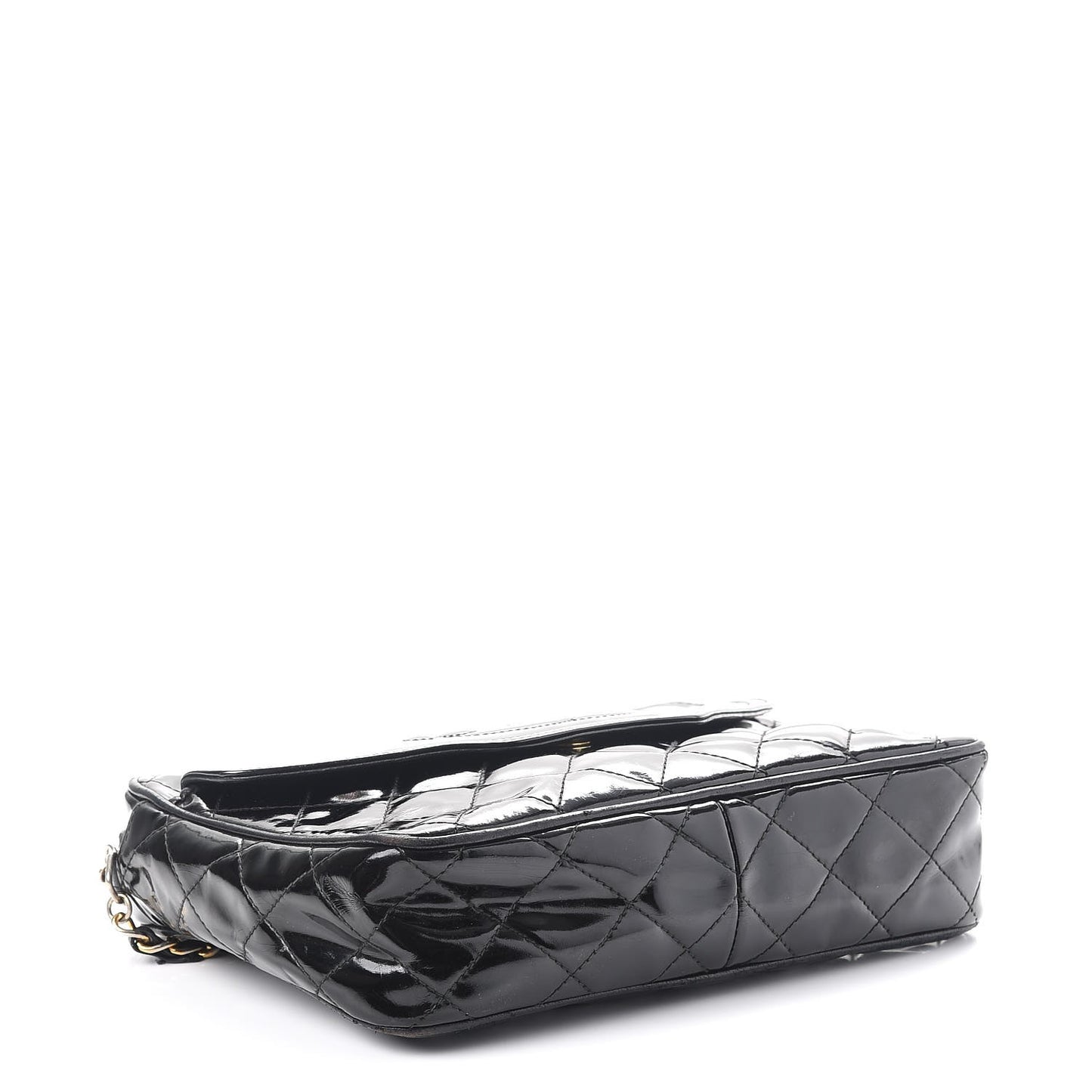 Patent Quilted Tassel Small Camera Case Black