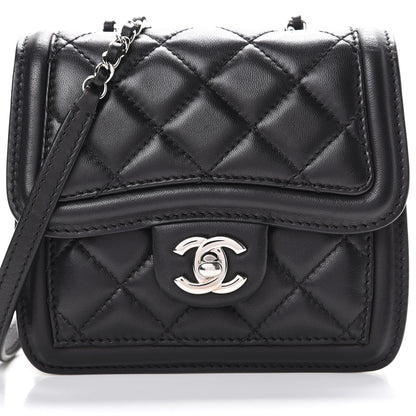Chanel Lambskin Quilted Mini Graphic Flap Bag Black White 7 of 9