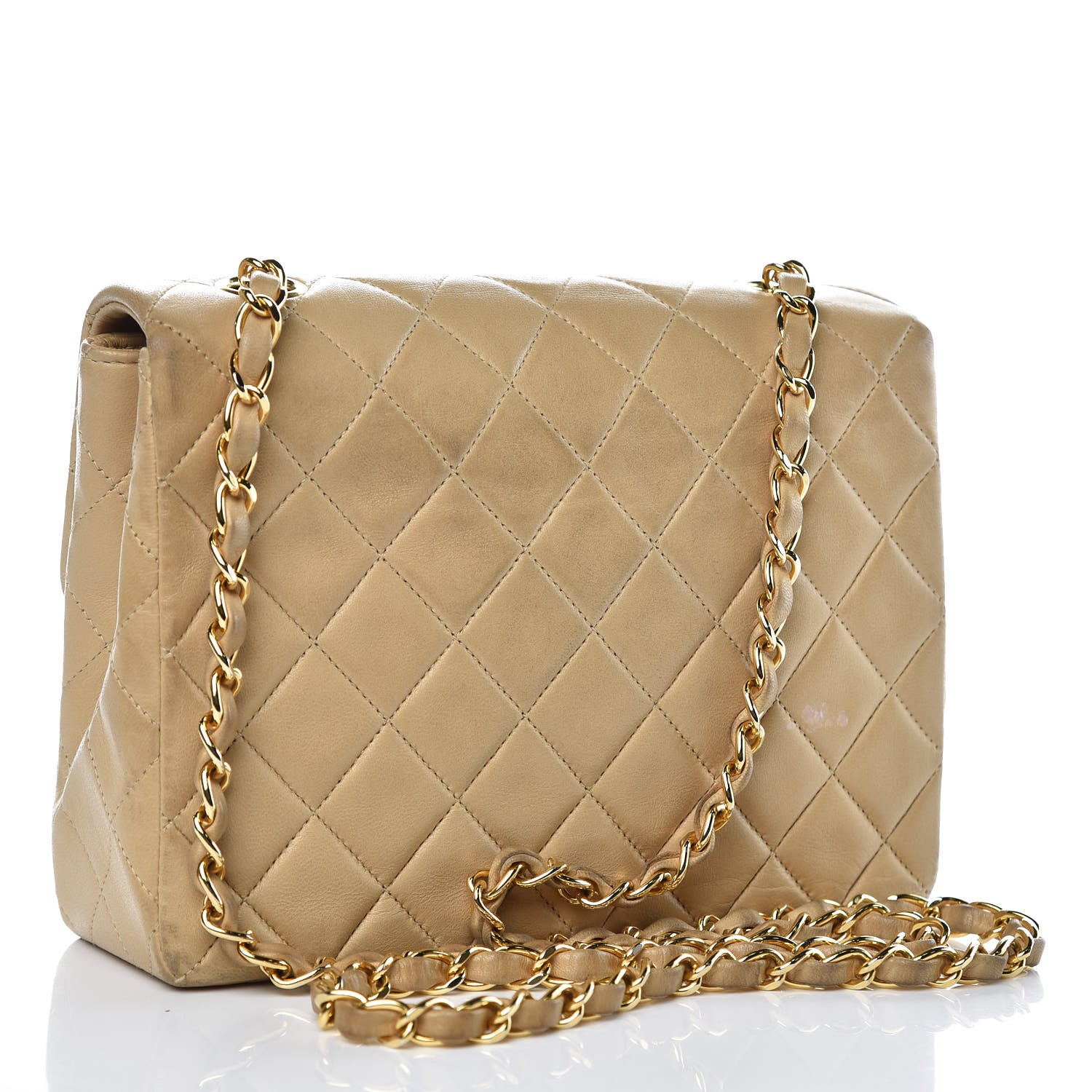 Chanel Lambskin Quilted Small Single Flap Beige 3 of 15