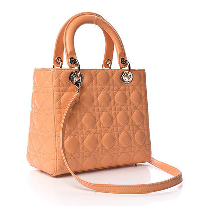 Christian Dior Lambskin Cannage Medium Lady Dior Orange 3 of 10