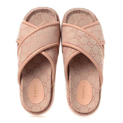 Gucci Monogram GG Calfskin Angelina Platform 55mm Slide Sandals 37 Light Pink 40 Light Pink 2 of 11