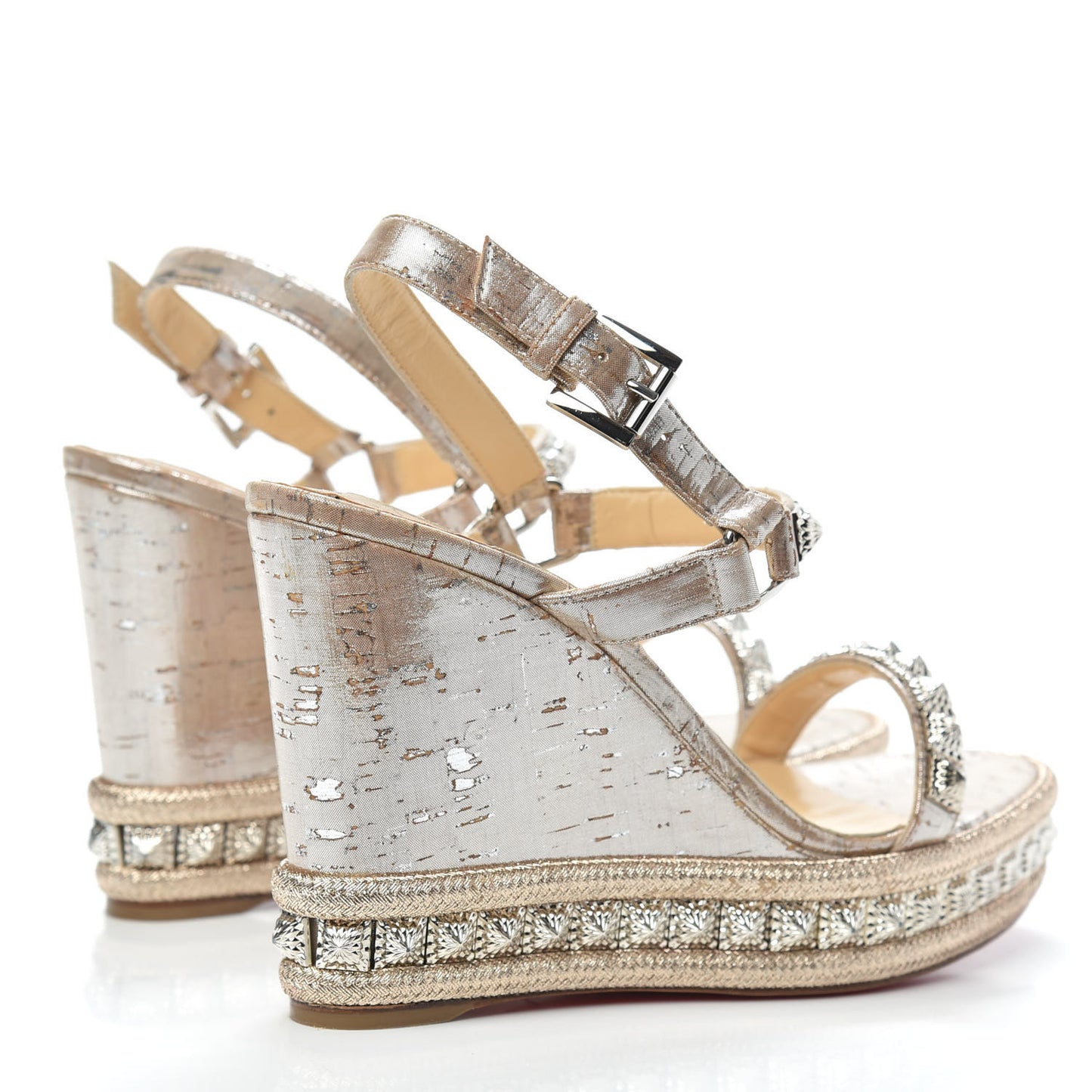 Cork Studded Pyradiams 110 Platform Sandals 38 Silver