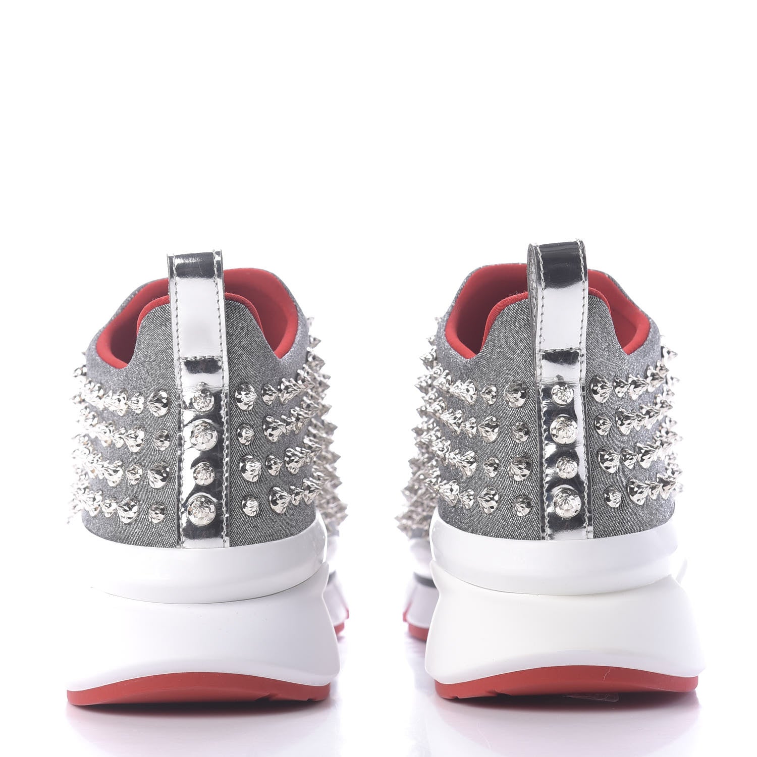 Christian Louboutin Neo Lame Spike Sock Donna Flat Sneakers 40 Silver 5 of 10