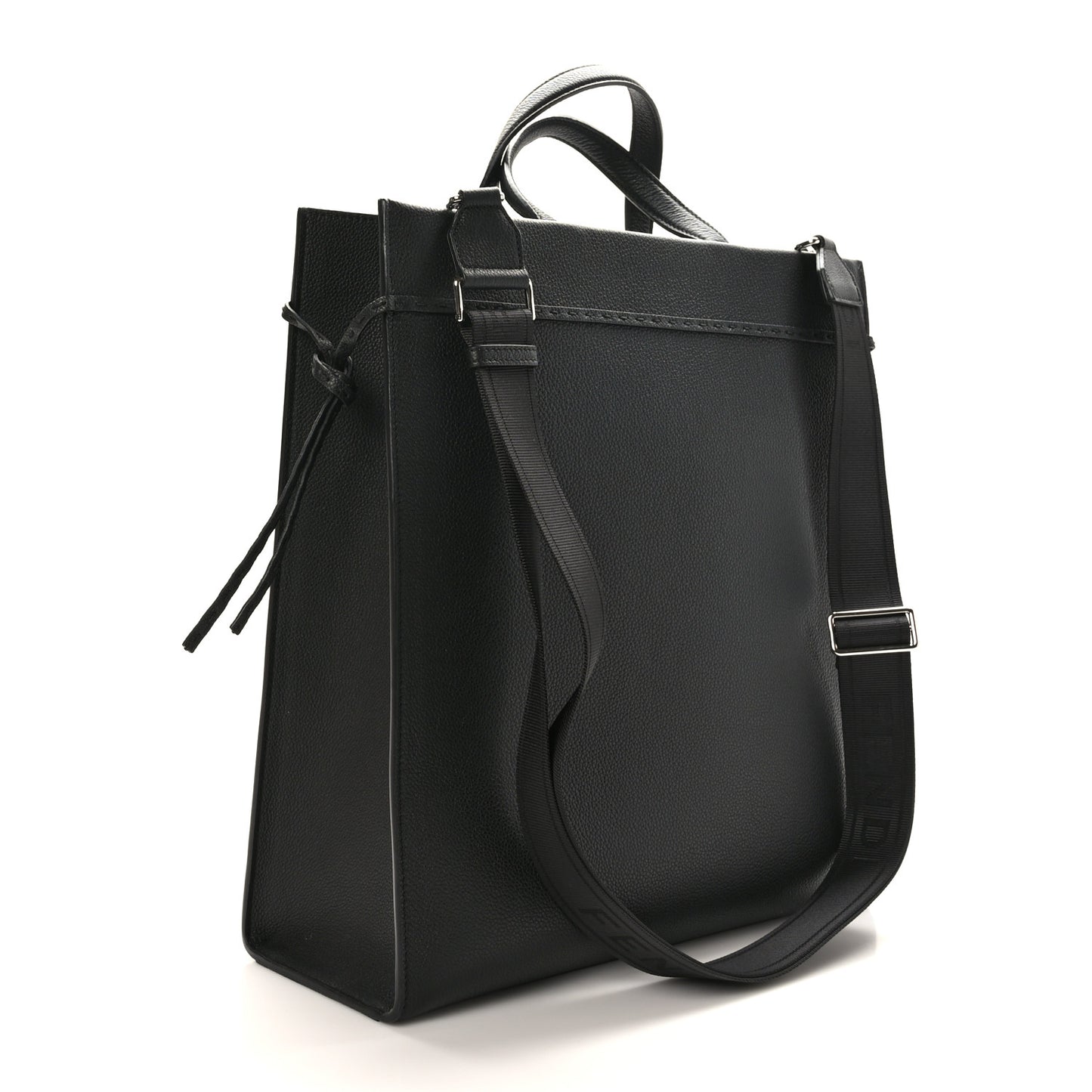 Vitello Cher Logo Embossed Medium Go To Shopper Tote Black