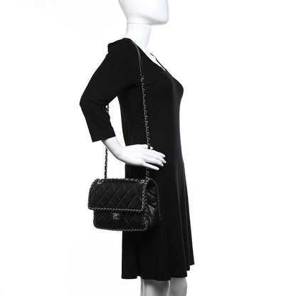 Chanel Crumpled Calfskin Medium Chain Flap Black 2 of 9
