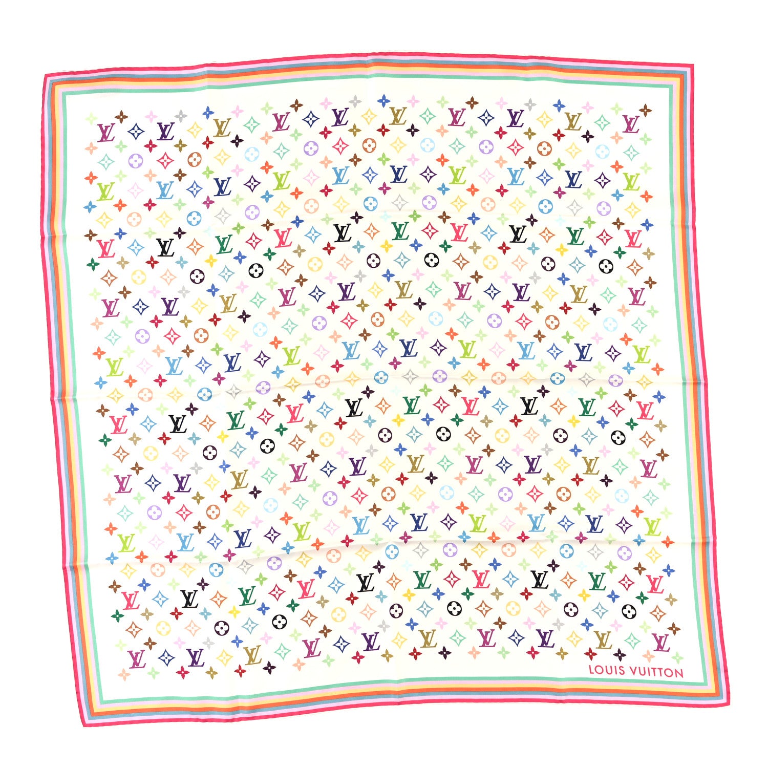 Louis Vuitton LV X TM Silk Monogram Multicolor Shawl White 1 of 3