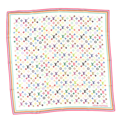 Louis Vuitton LV X TM Silk Monogram Multicolor Shawl White 1 of 3
